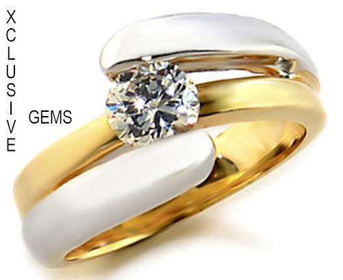 * LOCALLY IN STOCK* 18K GOLD PLATED SIMULATED DIAMOND LADIES RING
